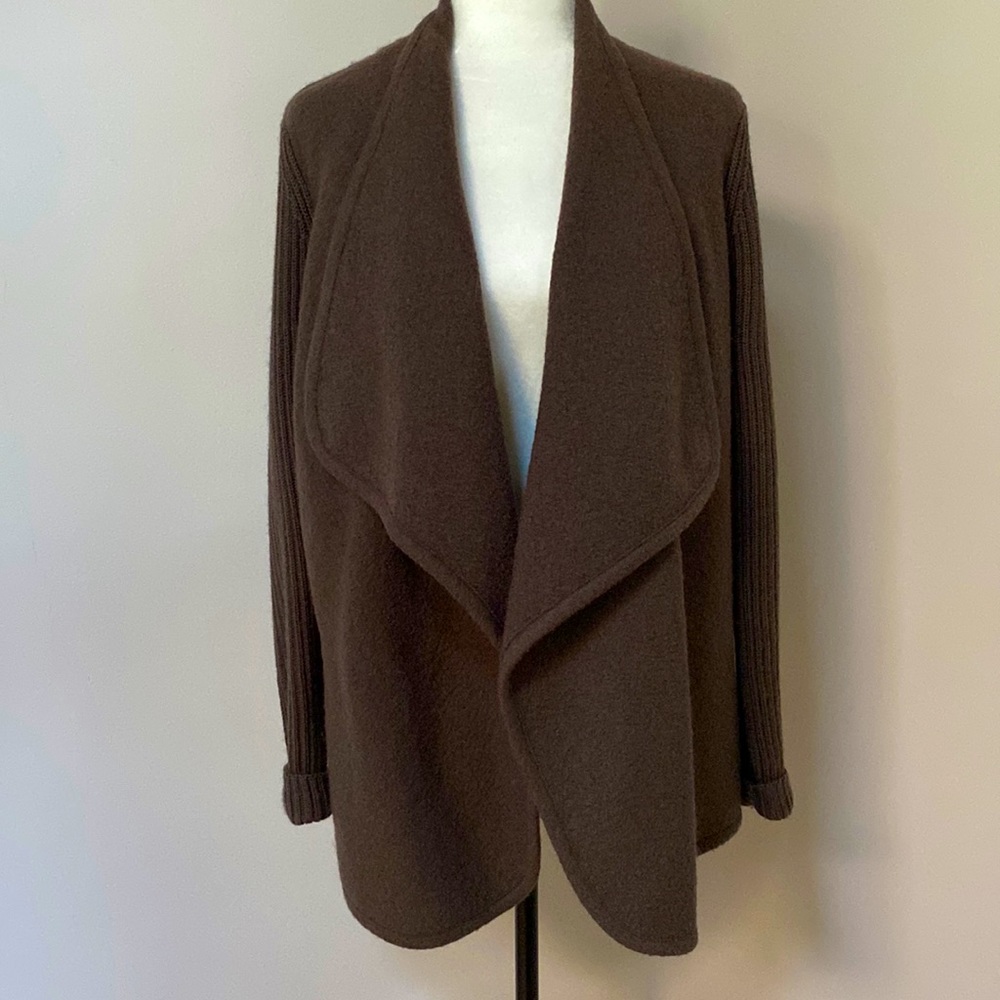 VINCE Shawl Collar Open Cardigan Brown Size Small